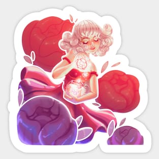 Women with a teapot and perfume of roses Sticker